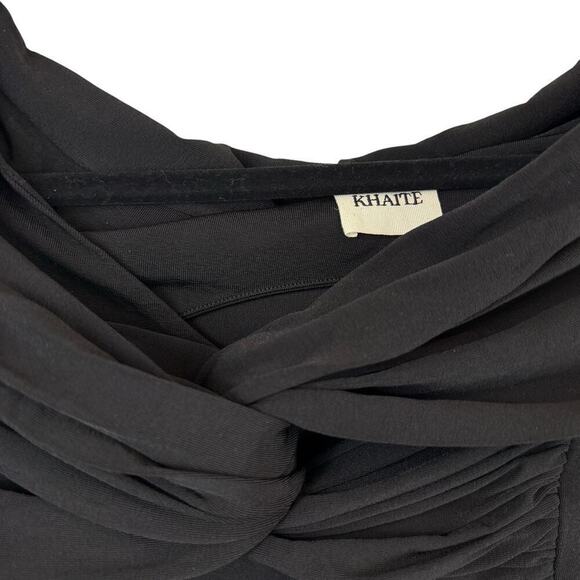 Khaite Cibo Twisted Off The Shoulder Ruched Cut Out Back Bodysuit Black Size XS - Picture 3 of 10